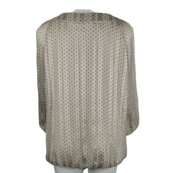 Rebecca Malone Womens 1X Champagne Polka Dot Balloon Plus Size Blouse - Picture 11 of 12